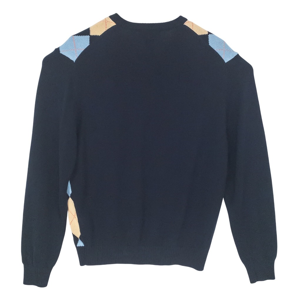 Brooks Brothers Sweater Mens M Navy Argyle V-Neck Pima Cotton Preppy Ivy - Picture 3 of 11